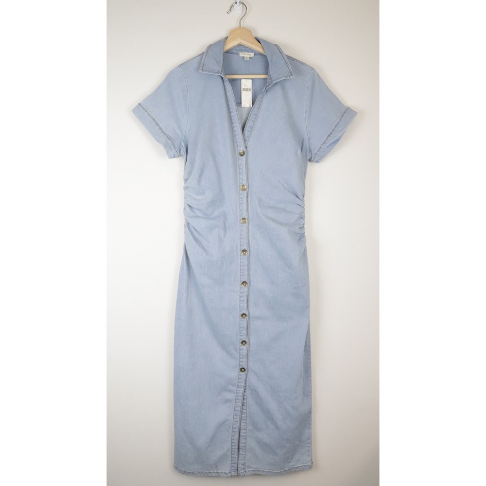 NWT Anthropologie Pilcro Greer Denim Midi Shirtdress Small Light Wash Blue Dress - Picture 2 of 12